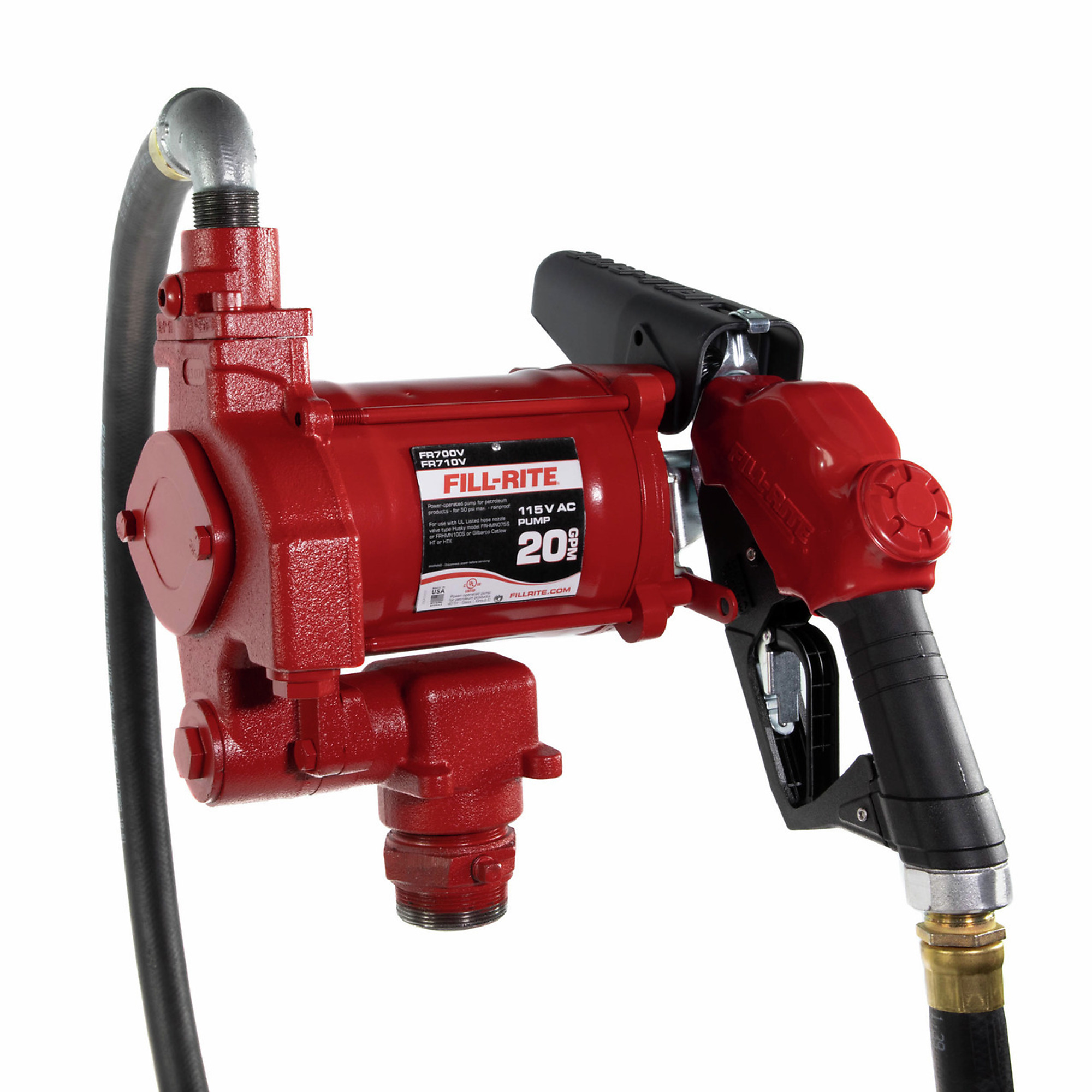 Fill-Rite Fuel Transfer Pump Kit, 20 GPM, 115V AC, Auto Nozzle, Model# FR710VB